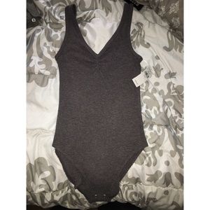 Gray Ribbed American Eagle Bodysuit
